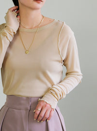 クルーネックリンキングメローシアープルオーバー【SALE】