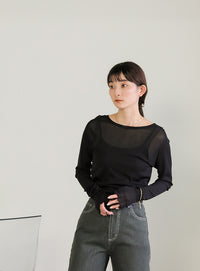 クルーネックリンキングメローシアープルオーバー【SALE】