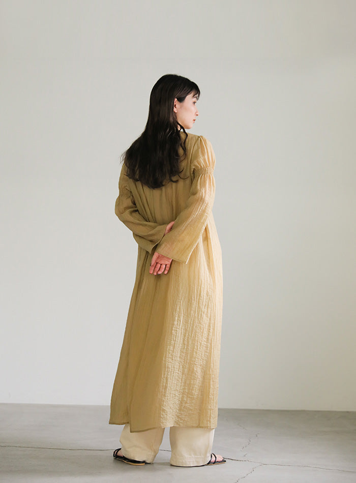 ギャザーフレアスリーブシアーワンピース【SALE】