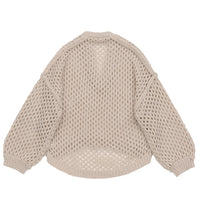 Vネック透かし編みショートニット