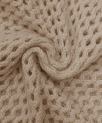 Vネック透かし編みショートニット