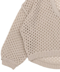 Vネック透かし編みショートニット