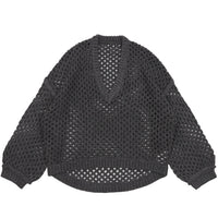 Vネック透かし編みショートニット