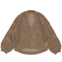 Vネック透かし編みショートニット