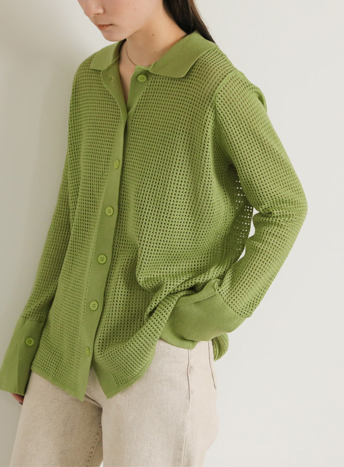 ロングカフスメッシュトップス【SALE】