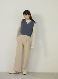 透かし編みニットショートベスト