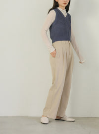 透かし編みニットショートベスト