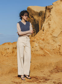 透かし編みニットショートベスト