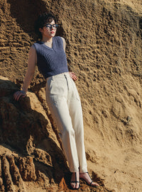 透かし編みニットショートベスト