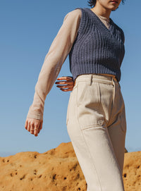 透かし編みニットショートベスト