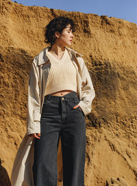 透かし編みニットショートベスト