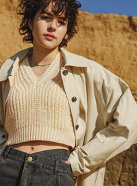 透かし編みニットショートベスト