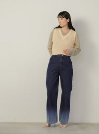 透かし編みニットショートベスト