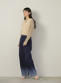 透かし編みニットショートベスト