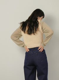 透かし編みニットショートベスト