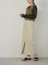 透かし編みニットショートベスト