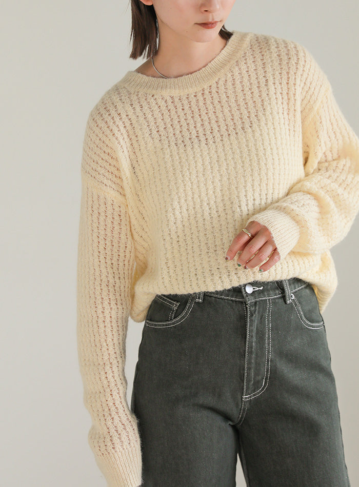 クルーネックシアーニット【SALE】