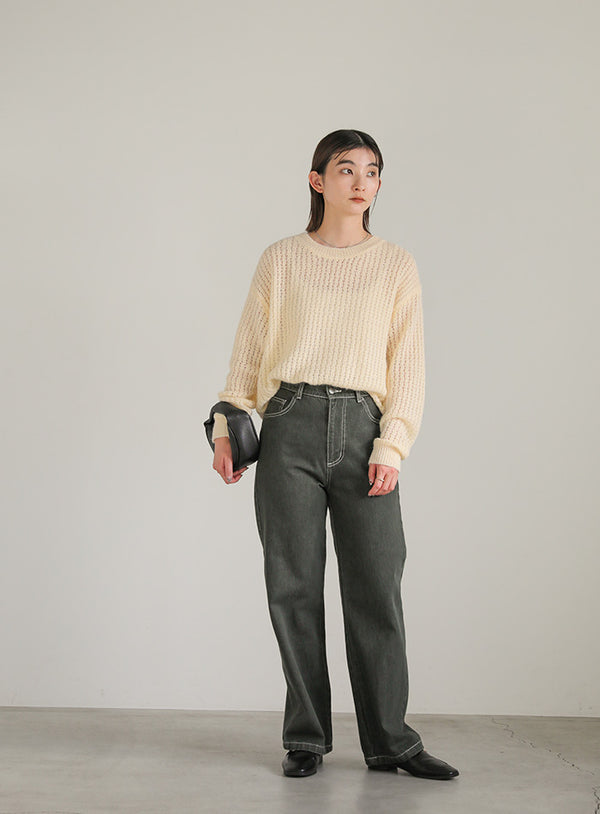 クルーネックシアーニット【SALE】
