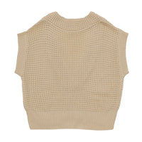 ワッフル編みVネックニットベスト【SALE】