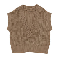 ワッフル編みVネックニットベスト【SALE】