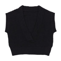 ワッフル編みVネックニットベスト【SALE】