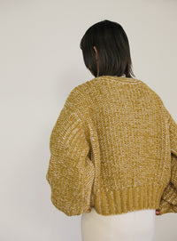 ミックスリブデザインニットショートカーディガン【SALE】