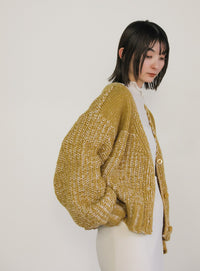 ミックスリブデザインニットショートカーディガン【SALE】