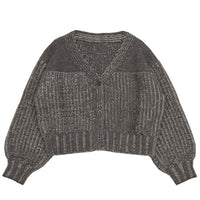 ミックスリブデザインニットショートカーディガン【SALE】