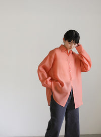 オープンスリーブシアーシャツ