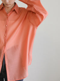 オープンスリーブシアーシャツ