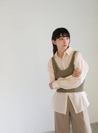 オープンスリーブシアーシャツ