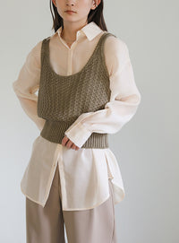 オープンスリーブシアーシャツ