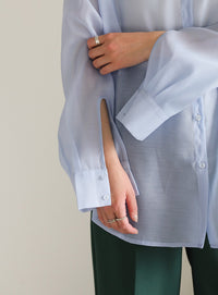 オープンスリーブシアーシャツ