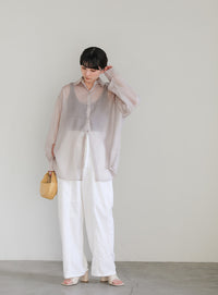 オープンスリーブシアーシャツ