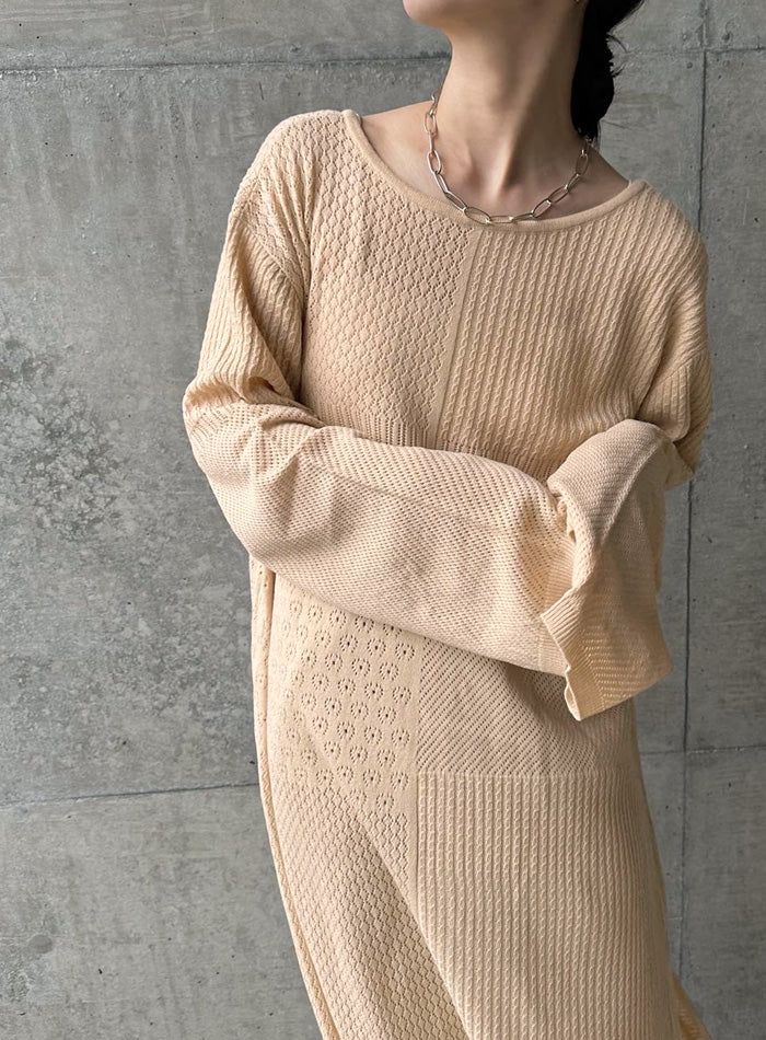 パッチワーク透かし編みバックリボンワンピース【by SON】【SALE】