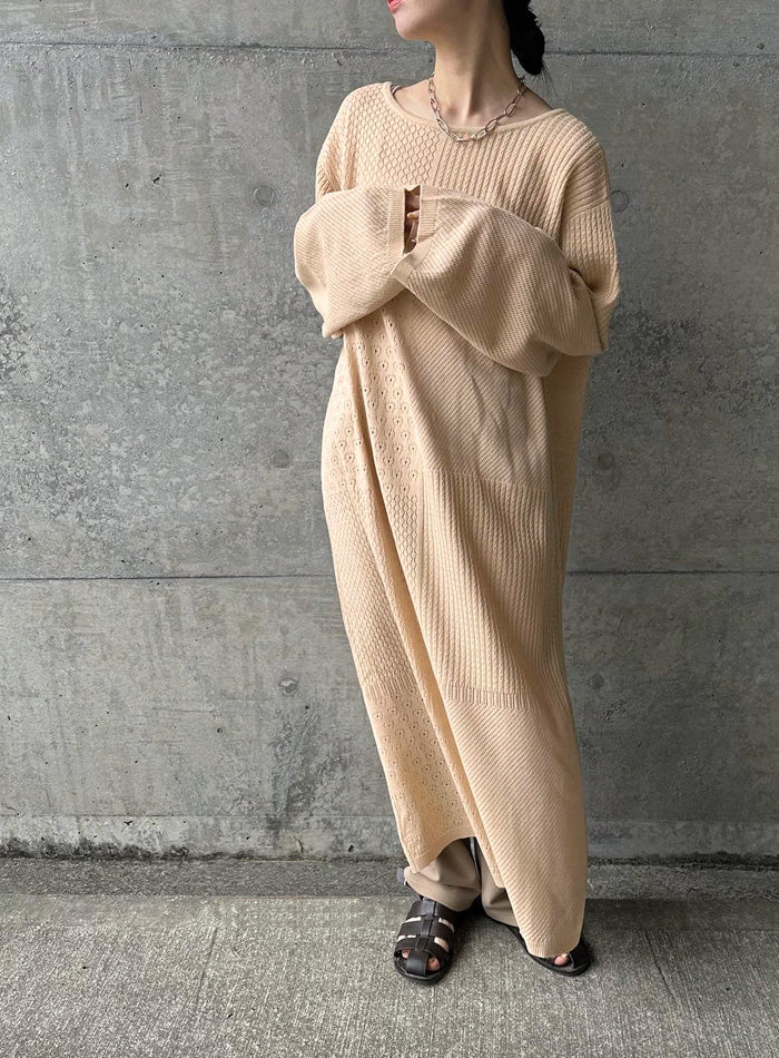 パッチワーク透かし編みバックリボンワンピース【by SON】【SALE】