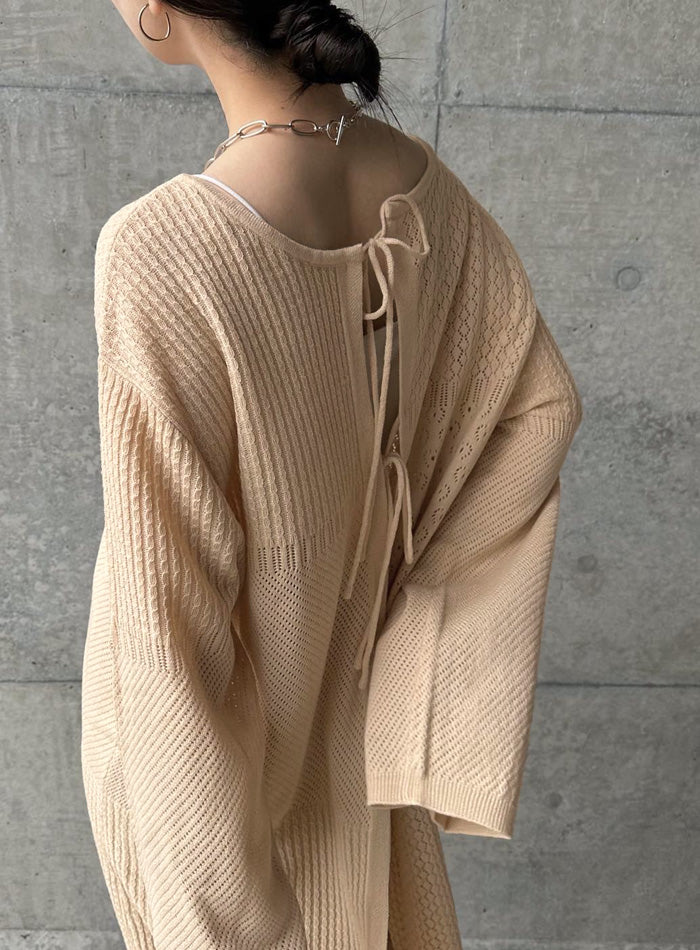 パッチワーク透かし編みバックリボンワンピース【by SON】【SALE】