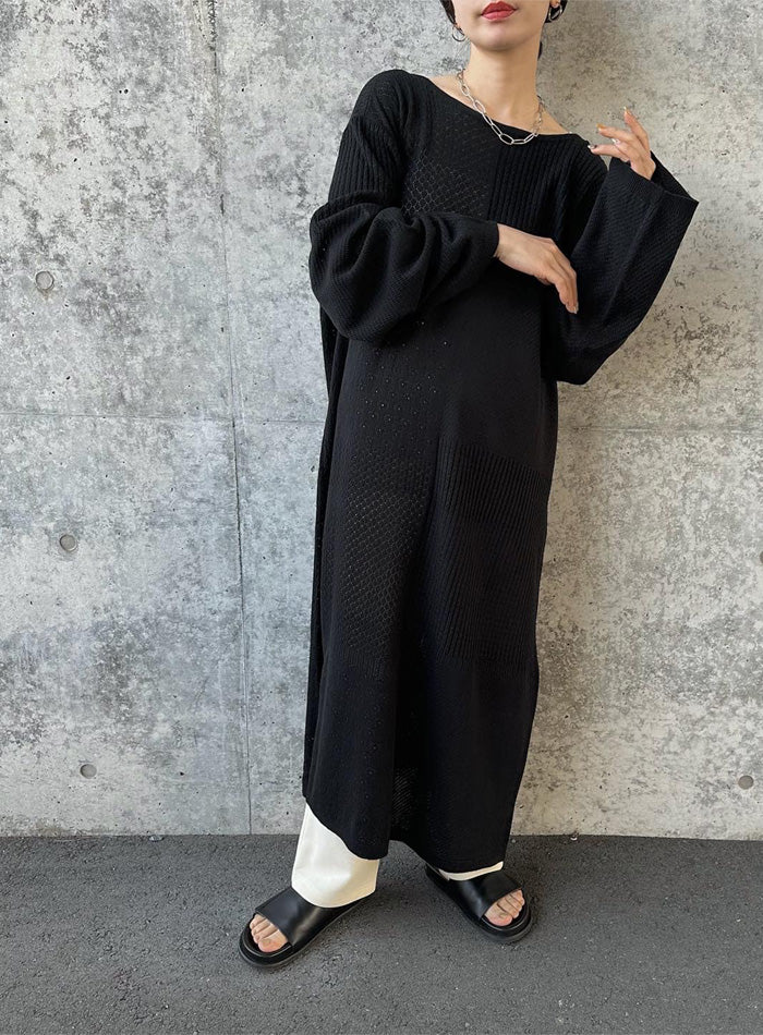 パッチワーク透かし編みバックリボンワンピース【by SON】【SALE】