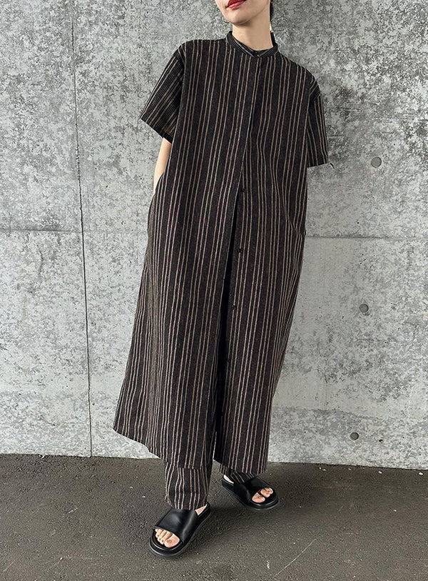 ストライプスタンドカラーワンピース【by SON】【SALE】