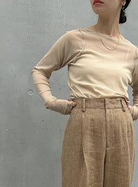 クルーネックリンキングメローシアープルオーバー【SALE】