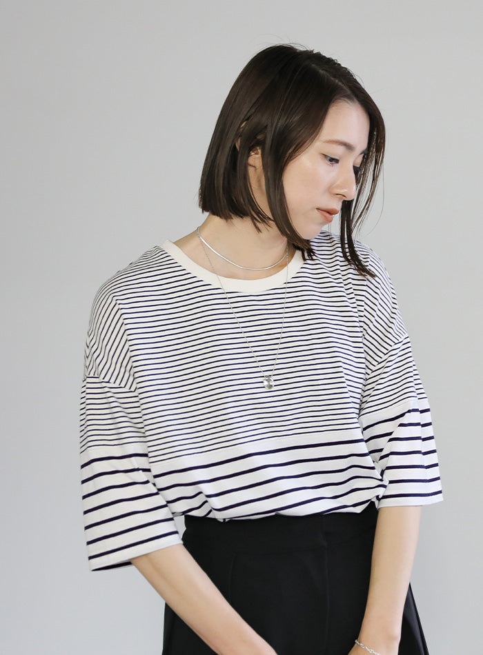 パネルボーダーオーバーTシャツ【SALE】