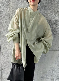 シアーポプリンブザム切替えBigシャツ