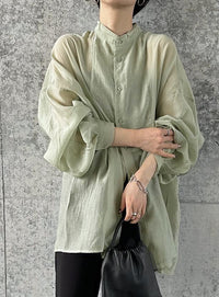 シアーポプリンブザム切替えBigシャツ