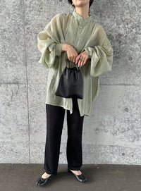 シアーポプリンブザム切替えBigシャツ