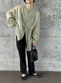 シアーポプリンブザム切替えBigシャツ